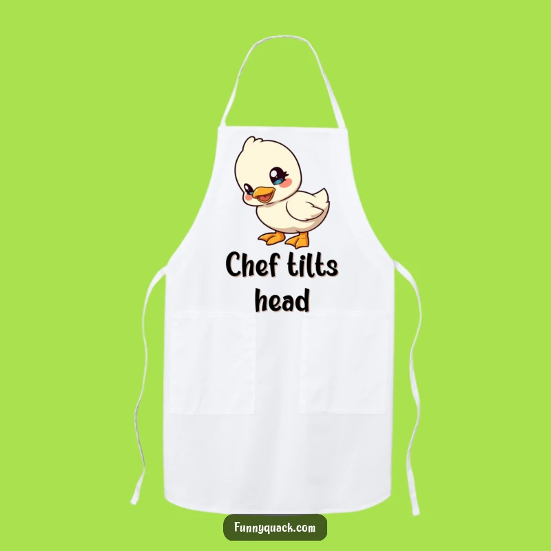 Funny Kawaii Duck Head Tilt Apron: Kitchen Playful Humor Gift