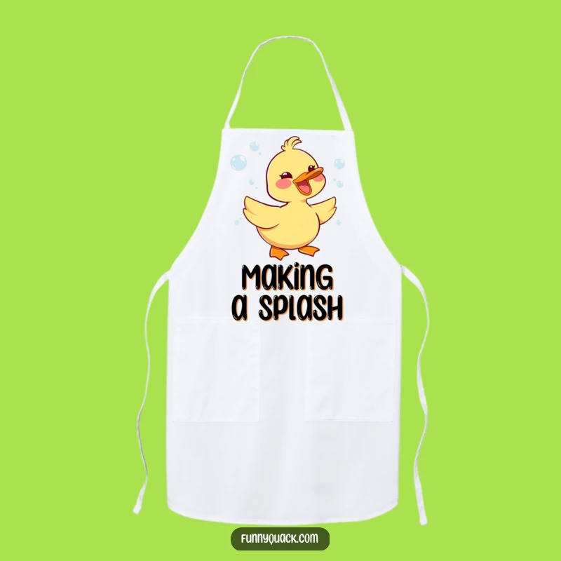 Funny Kawaii Duck Apron: Kitchen Honking Joy, Bubble-Themed Chef's Gift