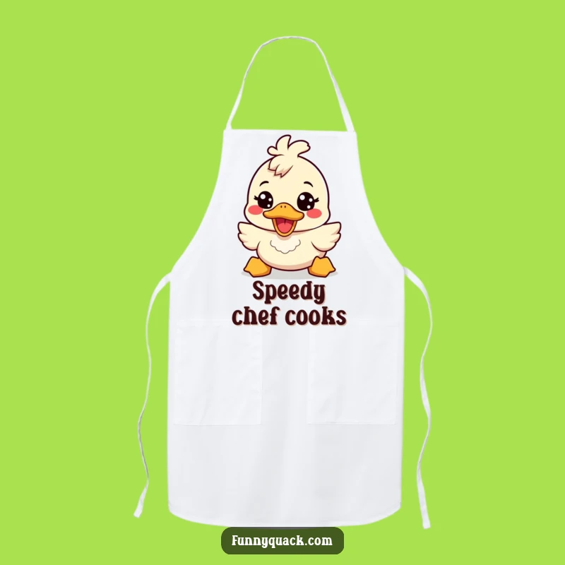 Funny Kawaii Duck Energetic Smile Apron: Cheerful Kitchen Humor Gift