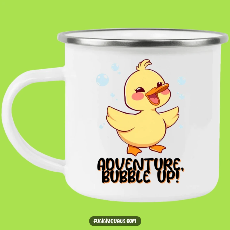 Funny Kawaii Duck Camping Mug: Trailside Honking Joy & Bubbles, Outdoor Gift