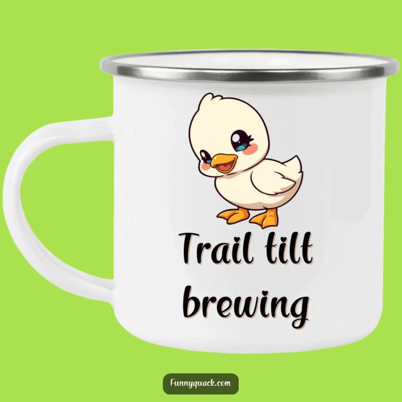 Funny Kawaii Duck Head Tilt Camping Mug: Outdoor Playful Humor Gift