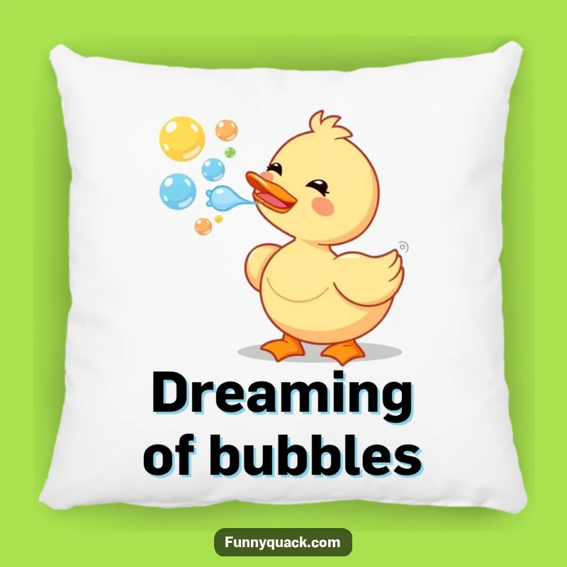 Funny Duck Bubbles Pillow: Snuggly Delight with a Whimsical Cartoon Character