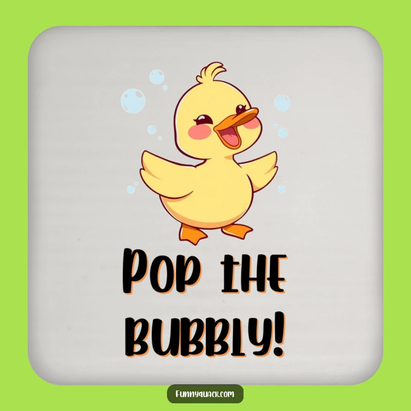 Funny Kawaii Duck Coaster Set: Joyful Honking & Bubbles, Protect Surfaces