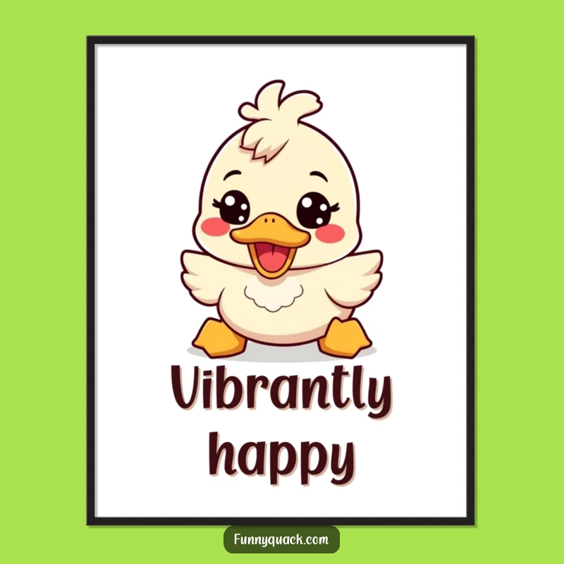 Funny Kawaii Duck Energetic Smile Poster: Cheerful Wall Art Gift