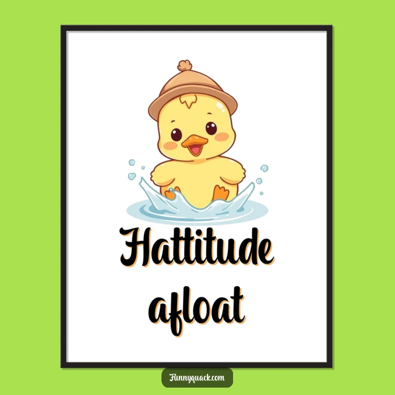 Funny Kawaii Duck Hat Poster: Whimsical Wall Art with Splashy Humor