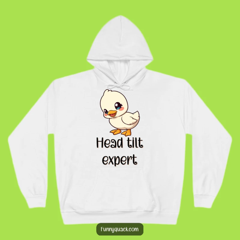 Funny Kawaii Duck Head Tilt Hoodie: Cozy Playful Quack Gift