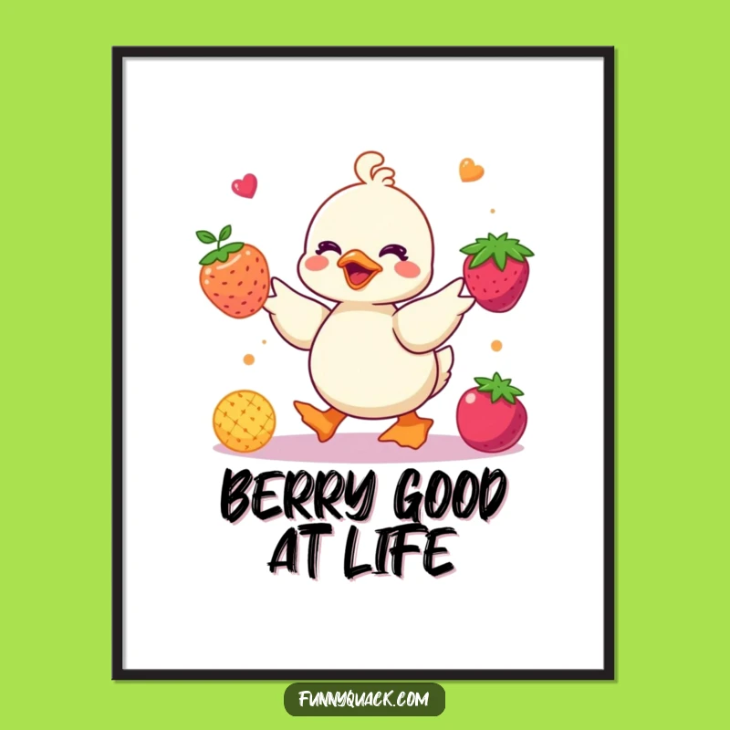 Free Printable Wall Art: Juggling Duck Berries Whimsical Humor Downloadable Art