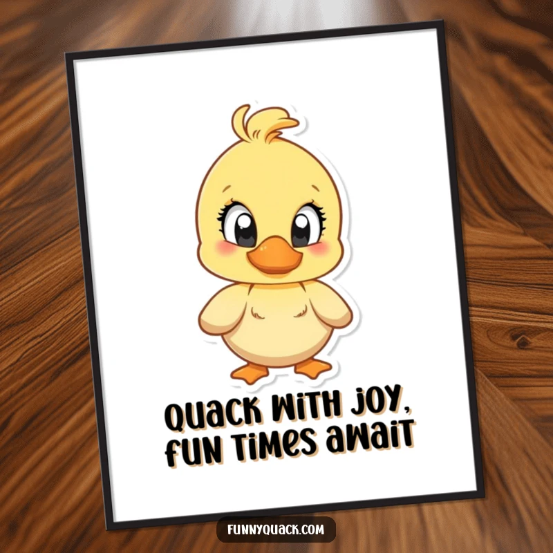 Free Printable Wall Art: A duck with big bright eyes quacking with an expression of overwhelming exaggerated joy