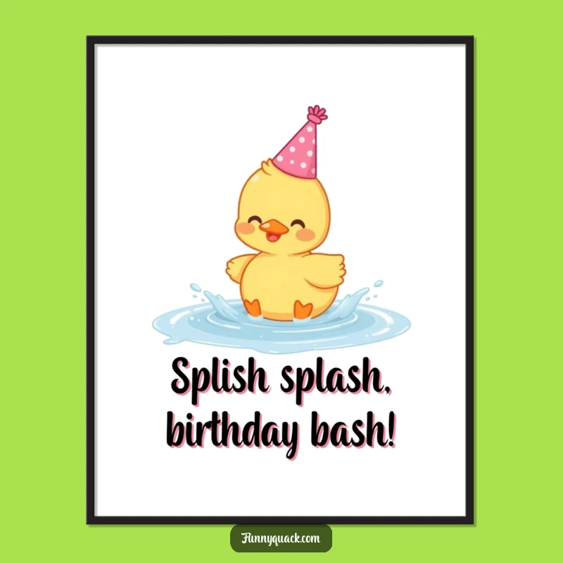 Funny Free Printable Wall Art: Kawaii Duck Party Splash, Adorable Downloadable Decor