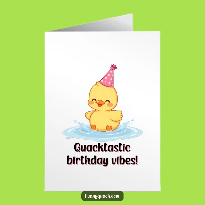 Free Printable Birthday Card: Kawaii Duck Party Splash, Funny Downloadable Joy