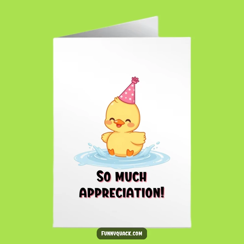 Free Printable Thank You Card: Kawaii Duck Party Splash, Cheerful Downloadable Gratitude