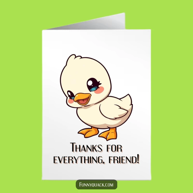 Free Printable Thank You Card: Playful Duck Head Tilt Funny Downloadable Gift