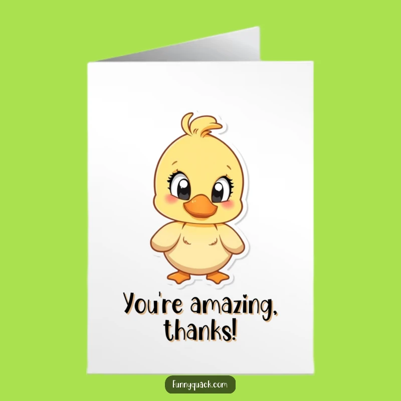 Free Printable Thank You Card: Joyful Quacking Duck, Cheerful Downloadable Gratitude