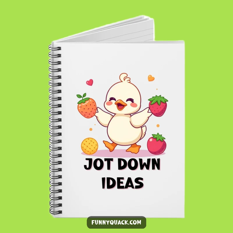Funny Kawaii Duck Juggling Berries Notebook: Colorful Journal Gift