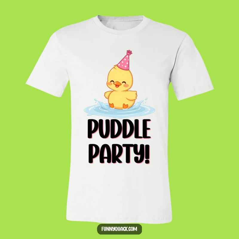 Funny Kawaii Duck Party T-Shirt: Gleeful Splashing, Adorable Cartoon Style