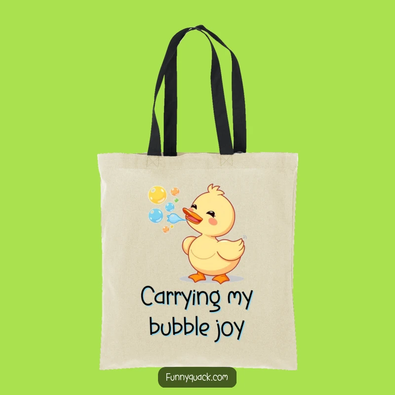 Funny Duck Bubbles Tote Bag: Carry Your Day with Delightful Cartoon Charm